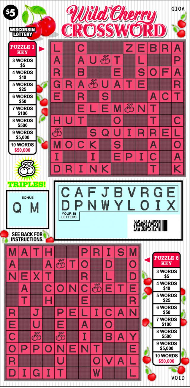 Wild Cherry Crossword (2082) Wisconsin Lottery