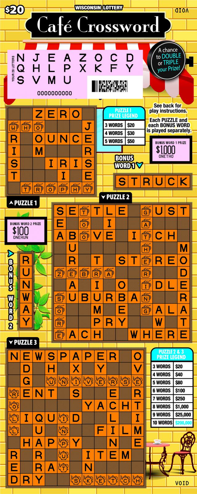 Cafe Crossword (2088) | Wisconsin Lottery