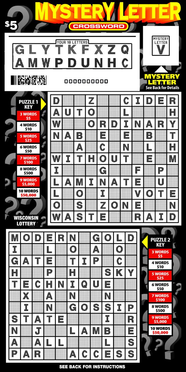 Mystery Letter Crossword (2134) Wisconsin Lottery
