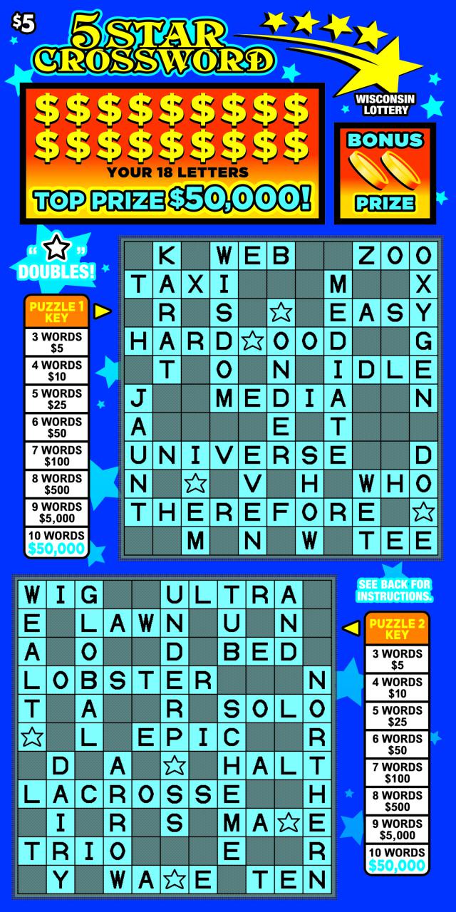 5 Star Crossword (2109) Wisconsin Lottery