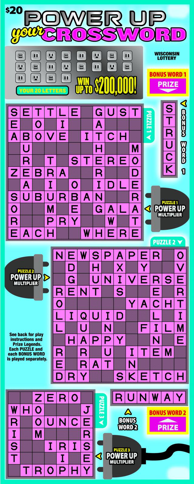 Power Up Your Crossword (2131) Wisconsin Lottery