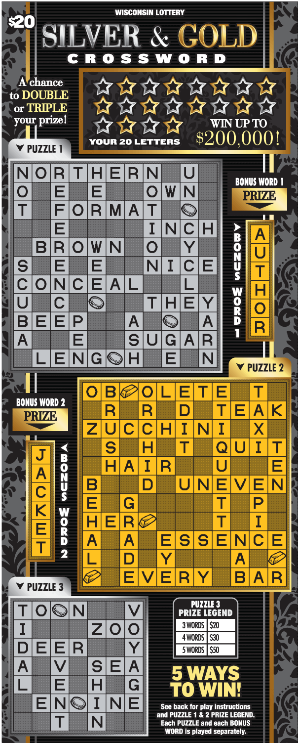 SILVER & GOLD CROSSWORD (2249) | Wisconsin Lottery