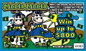 Moola Moola instant scratch ticket from Wisconsin Lottery - unscratched