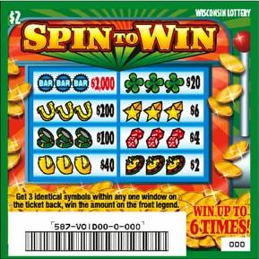 Spin to Win instant scratch ticket from Wisconsin Lottery - unscratched