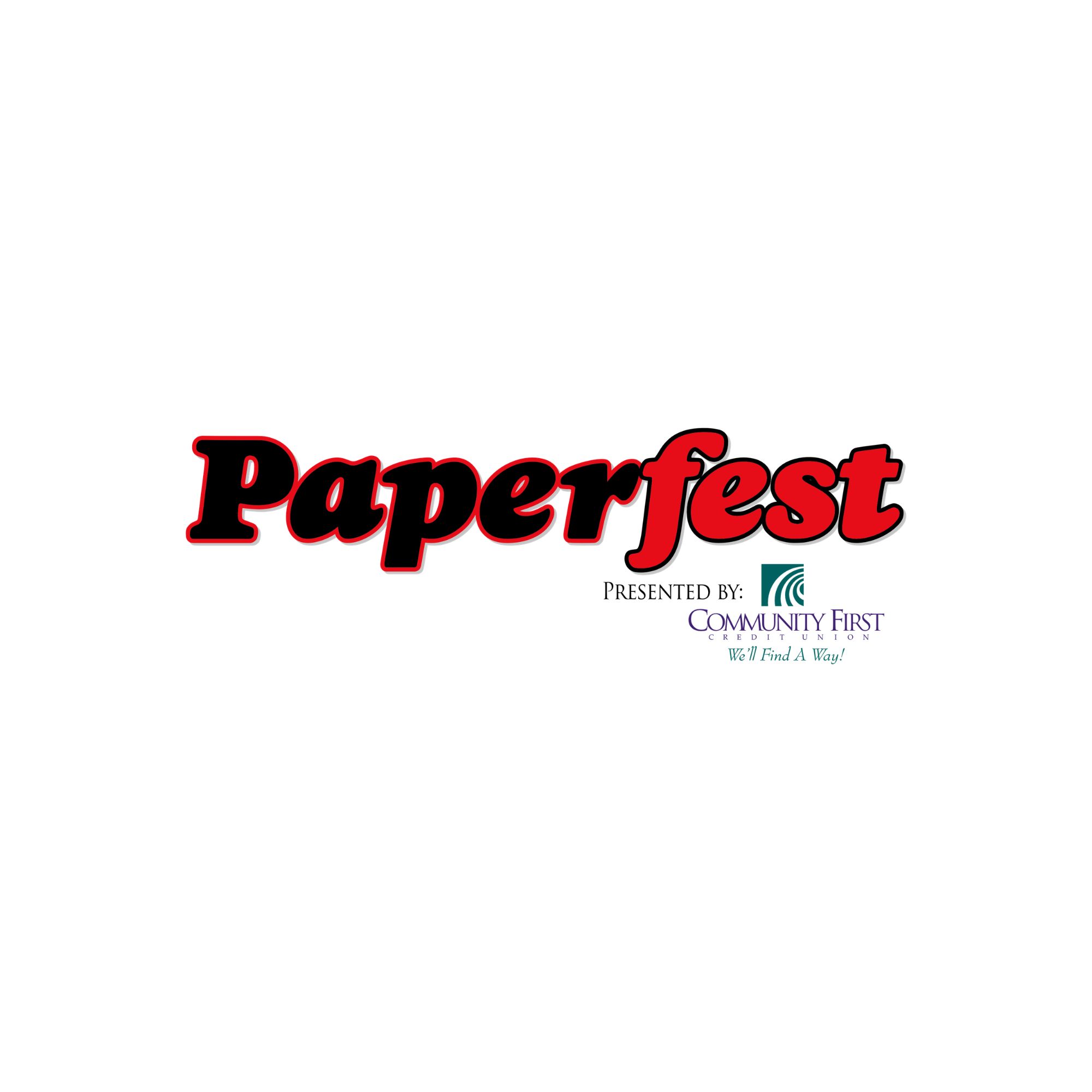 White background with black and red Paperfest logo