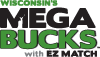 block lettering in black and green with hidden deer standing in M in Megabucks logo from Wisconsin Lottery