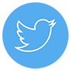 light blue circle with white bird line art making Twitter logo