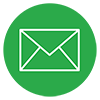 bright green circle with white envelope line art making eMail logo