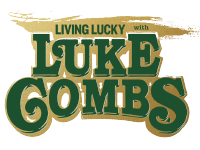 ornate dark green script font outlined in gold foil for Living Lucky with Luke Combs scratch game 