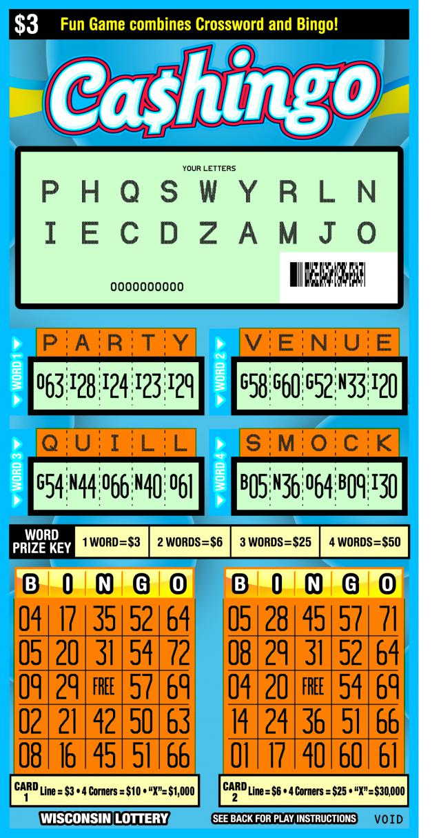 Cashingo instant scratch ticket from Wisconsin Lottery - scratched
