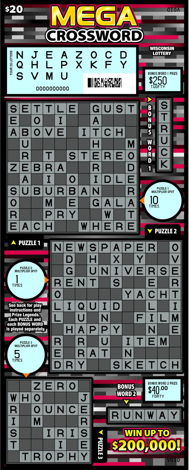 Mega Crossword (2067) Wisconsin Lottery