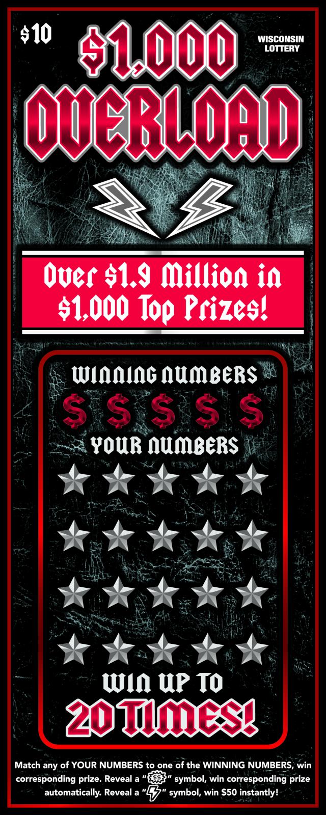$1,000 Overload instant scratch ticket $1,000 Overload instant scratch ticket