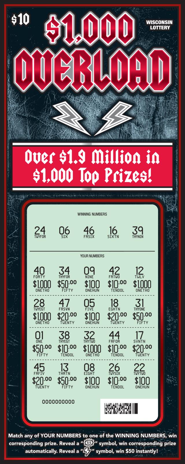 $1,000 Overload instant scratch ticket revealed $1,000 Overload instant scratch ticket revealed