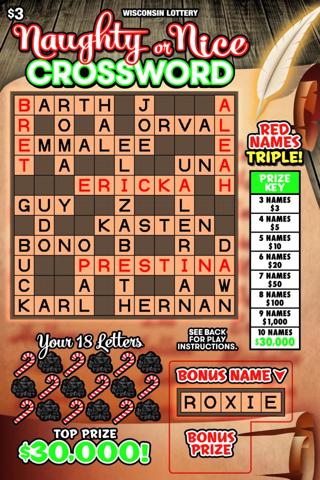 Naughty or Nice Crossword (2116) Wisconsin Lottery