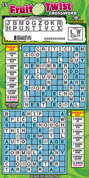 FRUIT TWIST CROSSWORD (2223) Wisconsin Lottery