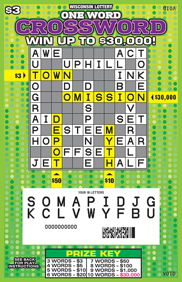 ONE WORD CROSSWORD (2192) Wisconsin Lottery