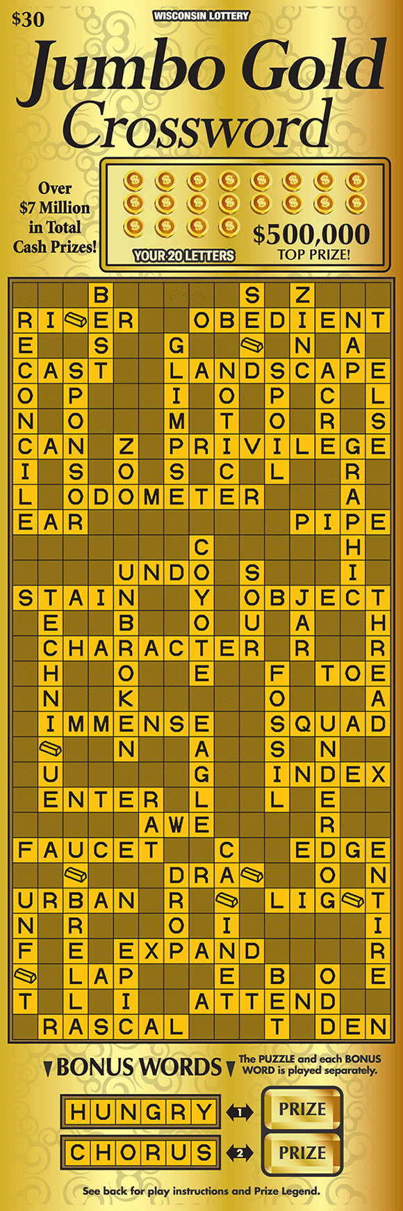 JUMBO GOLD CROSSWORD (2218) Wisconsin Lottery