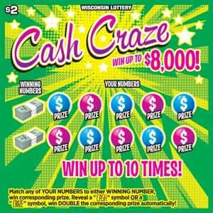 lottery scratch ticket with bursts of green and yellow with pink text