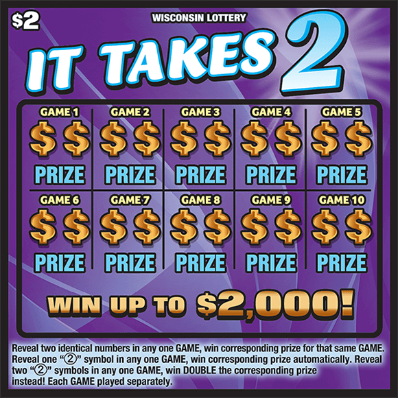 shiny purple background on ticket with gold dollar signs and prize in blue text in play area on scratch game from wisconsin lottery