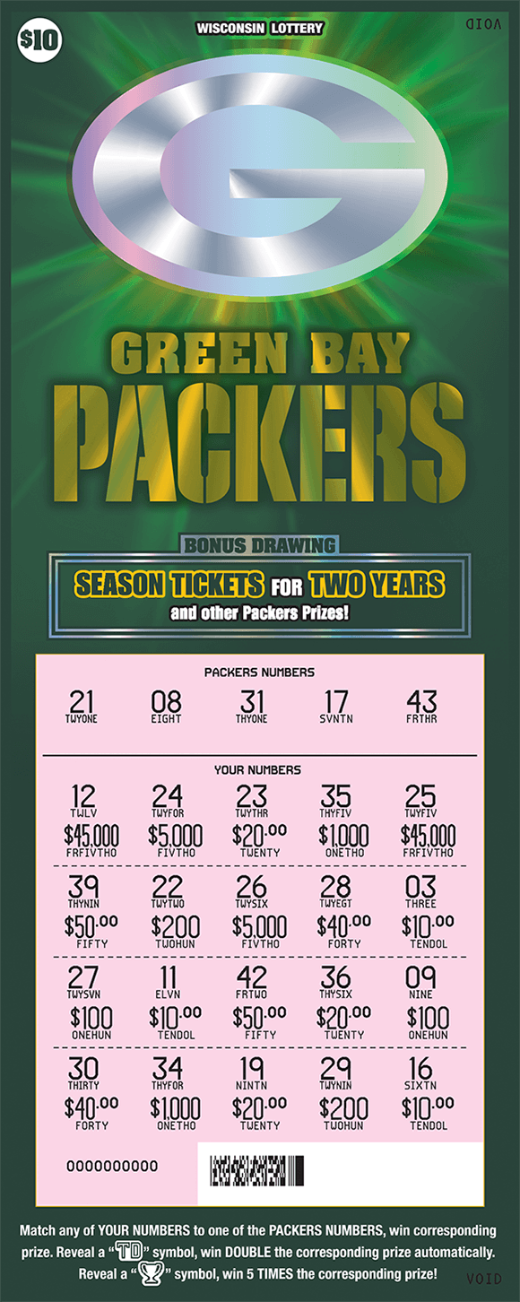 GREEN BAY PACKERS (2366) Wisconsin Lottery