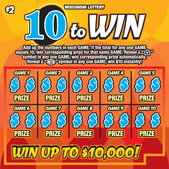 semi transparent orange and red circles in overlaid pattern with bright blue dollar sign icons on Wisconsin Lottery game