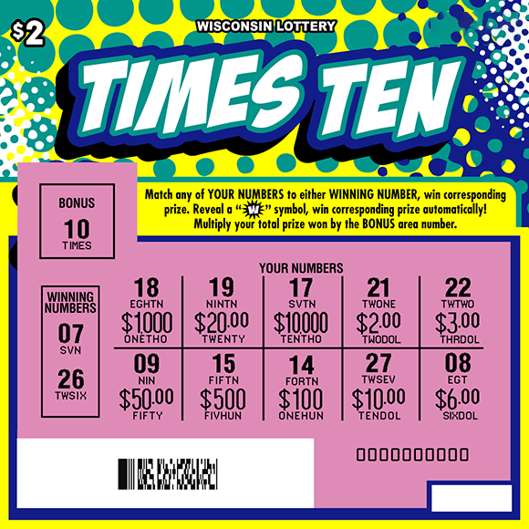 comic looking white font outlined in green and blue on scratch game with green, blue and white halftone dot pattern over bright yellow background with dollar sign icons and stacks of money
