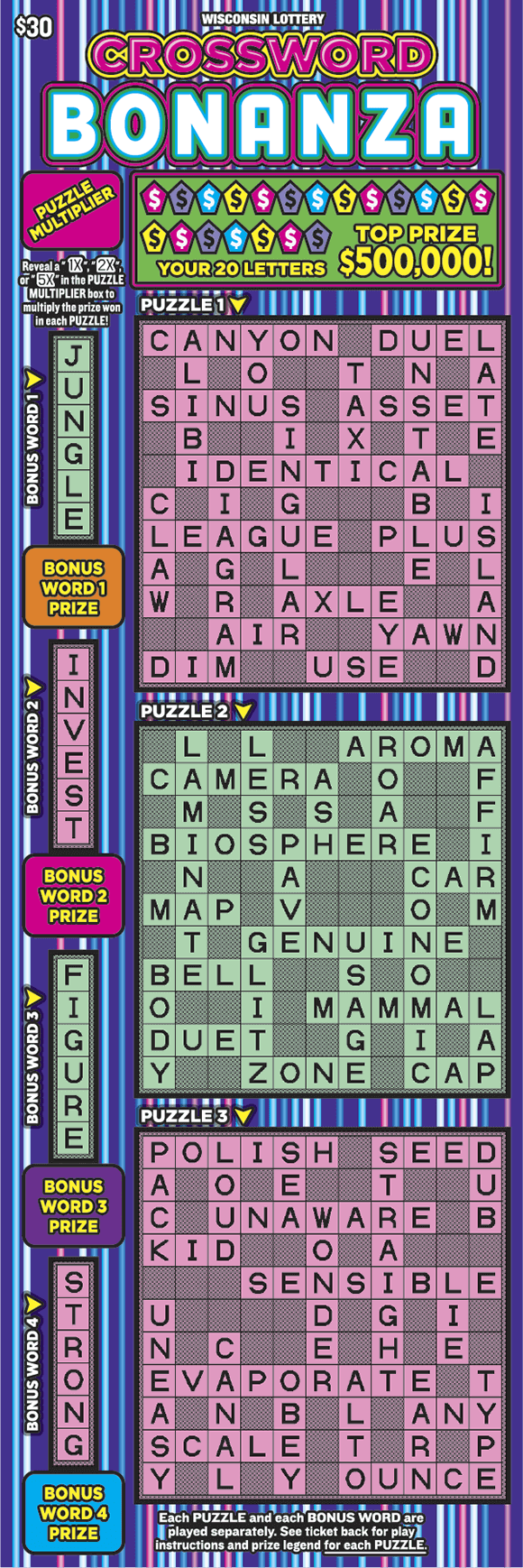 CROSSWORD BONANZA (2455) Wisconsin Lottery