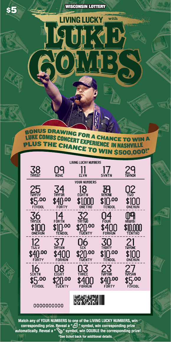 LIVING LUCKY WITH LUKE COMBS (2444) Wisconsin Lottery