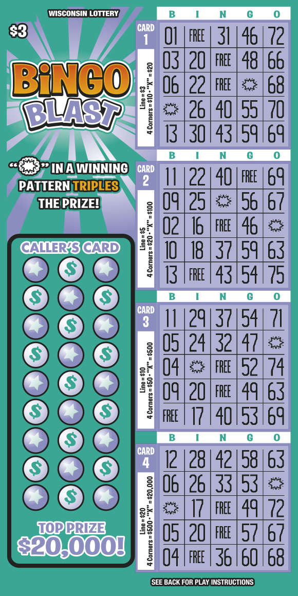 pastel purple bingo cards stacked next to circular icons with stars and dollar signs with bright orange and light purple text outlined in black in front of purple starburst on mint green scratch game