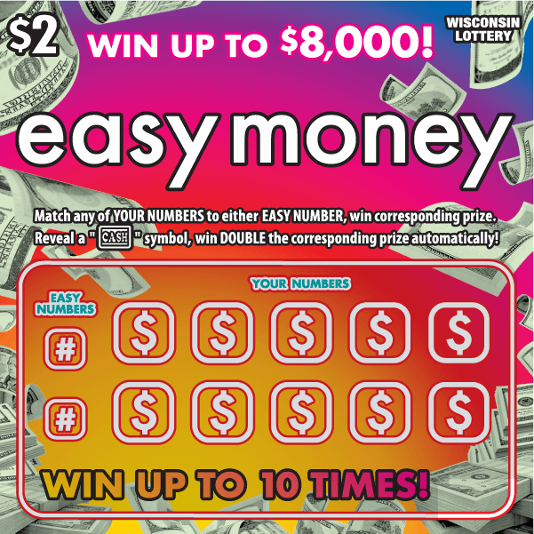 dollar bills falling from the sky with white dollar sign icons on rainbow gradient background with orange, pink and purple on scratch ticket