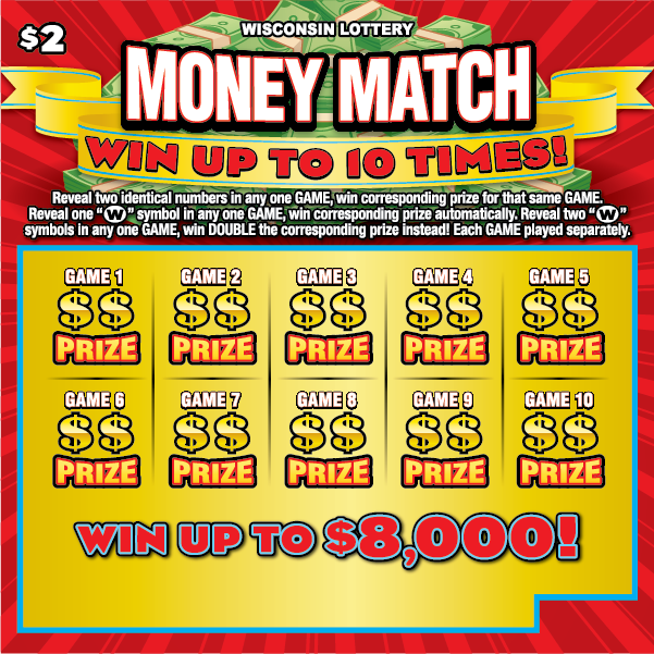 Wisconsin Scratch Game Money Match Red and Gold Background