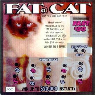 Fat Cat instant scratch ticket from Wisconsin Lottery - unscratched