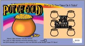 Pot of Gold instant scratch ticket from Wisconsin Lottery - unscratched