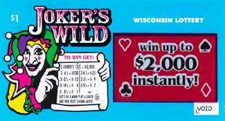 Jokers Wild instant scratch ticket from Wisconsin Lottery - unscratched
