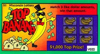 Top Banana instant scratch ticket from Wisconsin Lottery - unscratched