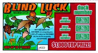Blind Luck instant scratch ticket from Wisconsin Lottery - unscratched