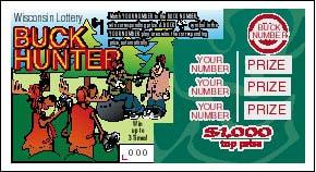Buck Hunter instant scratch ticket from Wisconsin Lottery - unscratched
