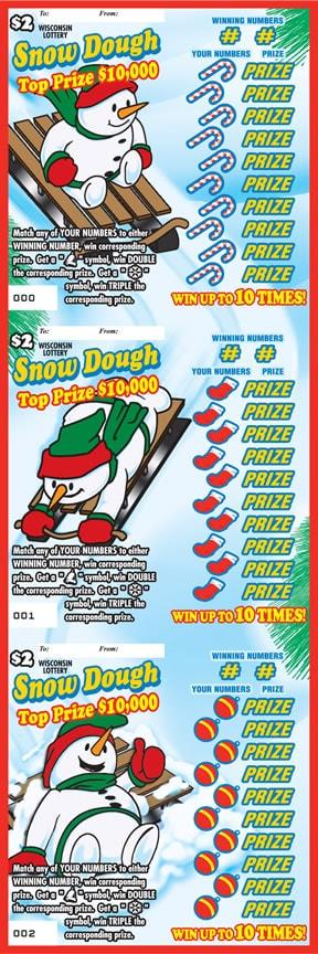 Snow Dough instant scratch ticket from Wisconsin Lottery - unscratched