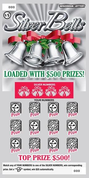 Silver Bells instant scratch ticket from Wisconsin Lottery - unscratched