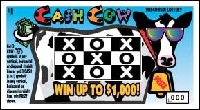 Cash Cow instant scratch ticket from Wisconsin Lottery - unscratched