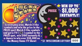 Lucky Stars instant scratch ticket from Wisconsin Lottery - unscratched