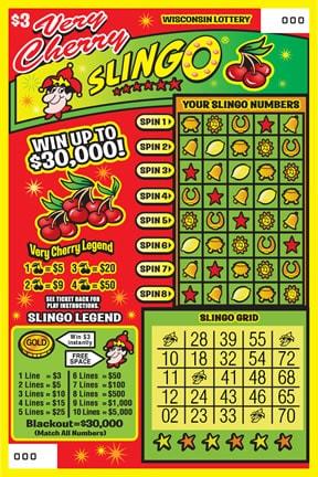 Very Cherry Slingo instant scratch ticket from Wisconsin Lottery - unscratched