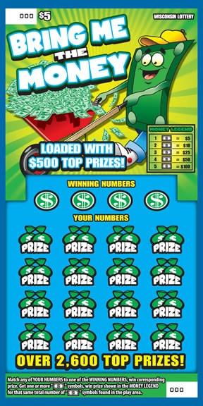 Bring Me the Money instant scratch ticket from Wisconsin Lottery - unscratched