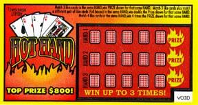 Hot Hand instant scratch ticket from Wisconsin Lottery - unscratched