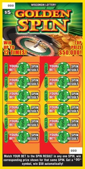 Golden Spin instant scratch ticket from Wisconsin Lottery - unscratched