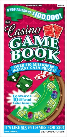 Casino Game Book instant scratch ticket from Wisconsin Lottery - unscratched
