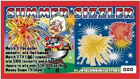 Summer Sizzler instant scratch ticket from Wisconsin Lottery - unscratched