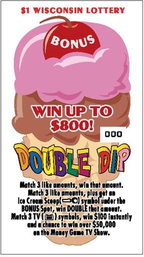 Double Dip instant scratch ticket from Wisconsin Lottery - unscratched