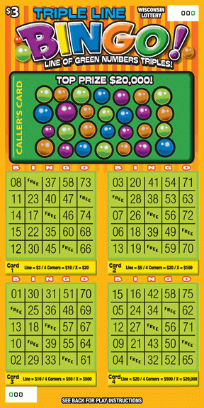 Triple Line Bingo instant scratch ticket from Wisconsin Lottery - unscratched