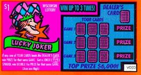 Lucky Joker instant scratch ticket from Wisconsin Lottery - unscratched